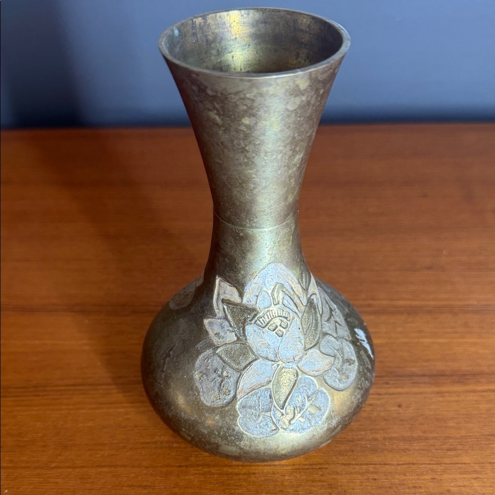 Vintage Brass Floral Vase - Picture 3 of 9
